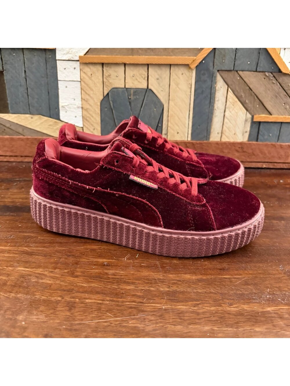 FENTY Puma x Rihanna Velvet Creeper 'Burgundy' Sneakers Size US Women's 8.5 - Picture 3 of 7
